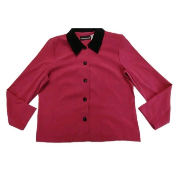 Sag Harbor Dress Jackets & Blazers - Sag Harbor Dress Fushia Hot Pink /Black Velvet Blazer Women Size 16  Beautiful